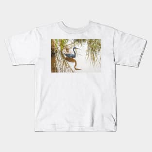 Tri-colored Heron Reflecting On the Shallows Kids T-Shirt